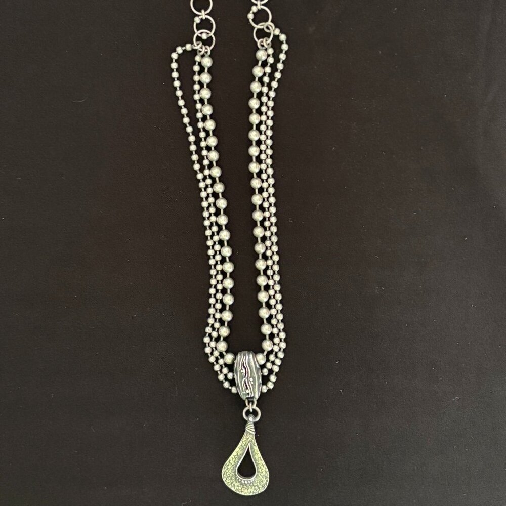 Silpada Oxidized Sterling Silver Three Strand Cascading Teardrop Pendant Necklac